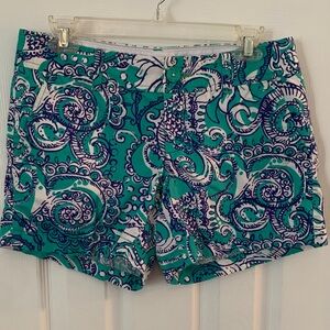 Women’s Lilly Pulitzer The Callahan Shorts Sz.6 Turquoise Blue & White Paisley